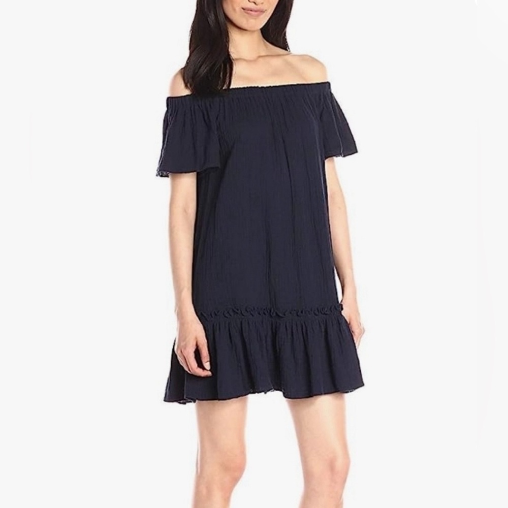 Rebecca Taylor Navy Off the Shoulder Dress
